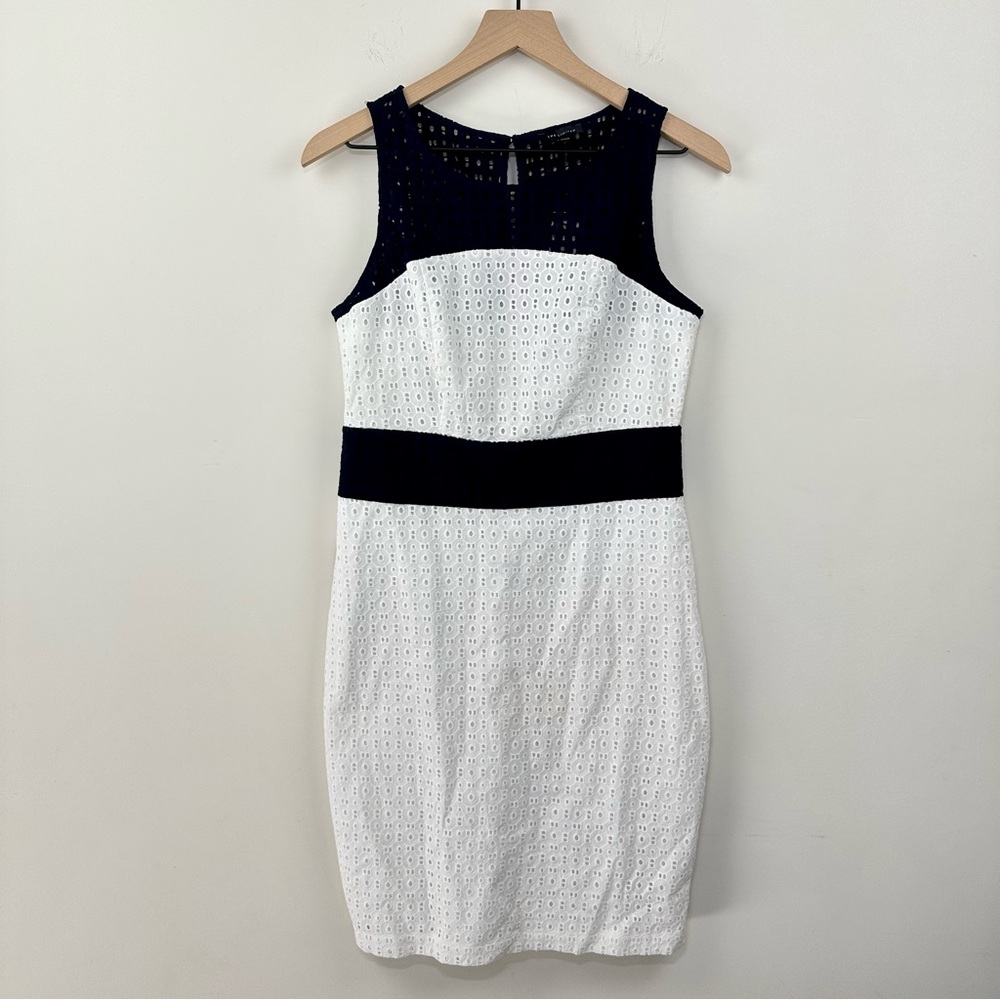 NWT! The Limited Navy & White Eyelet Cotton Sheath Dress, 8